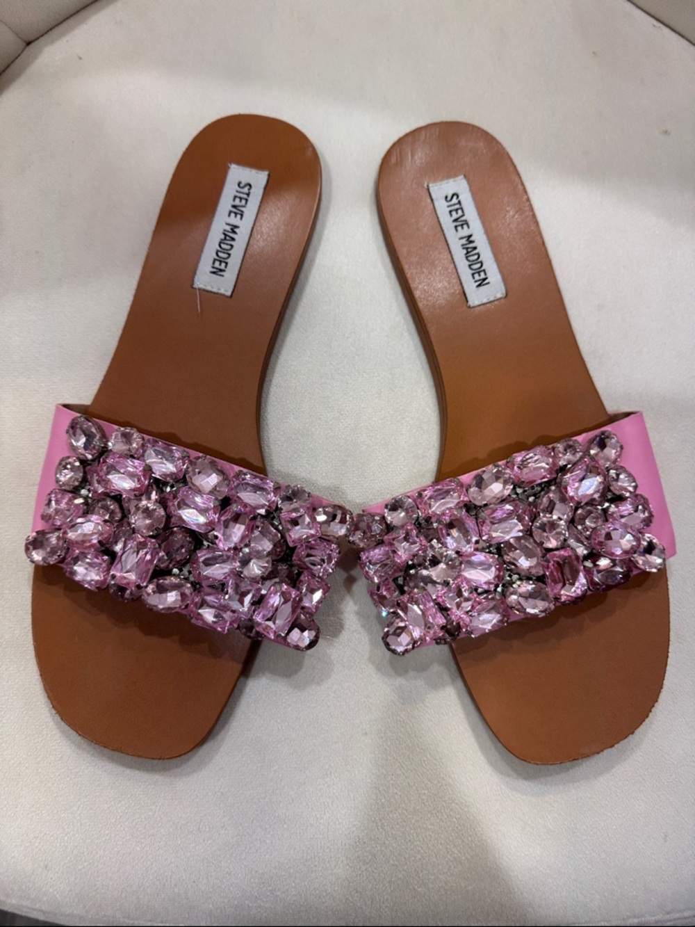Steve Madden Pink Jeweled Slide Sandals